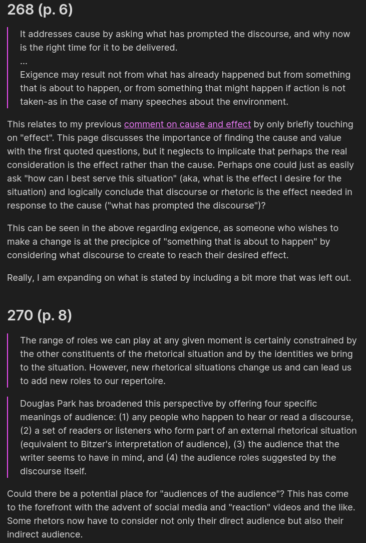 "Rhetorical Situations and Their Constituents" literary note